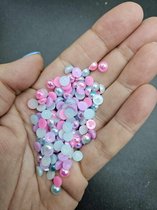 Parels voor voorwerpen (bv. beer) te beplakken - Mix kleuren roze blauw - 6 mm