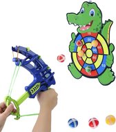 FEMUR Boogschiet-set - Boogschieten voor Kinderen - Kinderspeelgoed - Spelend Leren - Pijl en Boog Speelgoed - Montessori - Inclusief Boog, Doel en Balletjes - Krokodil
