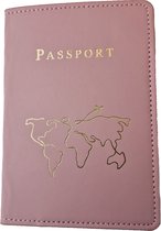 Descent | Paspoorthoes | Wereldkaart roze - Reisartikelen - beschermhoes - Paspoortmap
