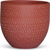 Pot de Fleurs Plantes - Faïence Ceramique - Rouge Orange - Ø 24 cm