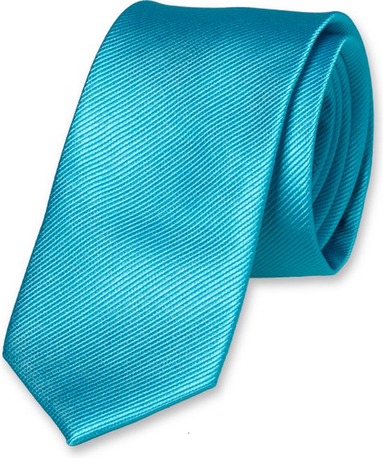 E.L. Cravatte Smalle Stropdas - Turquoise - 100% Zijde