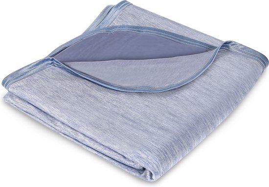 Koeldeken 150 x 200 cm - zelfkoelende deken - Q-max > 0.43 cooling blanket - zomerdekbed - zomerdeken - verkoelende deken voor mensen tijdens slapen, bed, bank en reizen, Blauwe