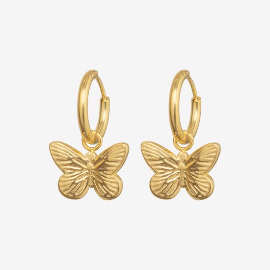 Essenza Butterfly Charm Earrings Gold