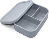 Baby Minoe - silicone lunchbox - 3 vakken - onbreekbaar - vaatwasser- magnetron- ovenbestendig - Dusty Blue