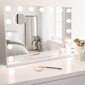 Luvendo Hollywood Spiegel met Verlichting - Make-up Spiegel - Visagie Spiegel - Telefoon oplader - 58x46cm - Inclusief Vergrootglas (5x+10X)