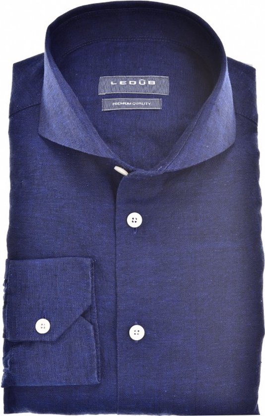 Ledub modern fit overhemd - donkerblauw - Strijkvriendelijk - Boordmaat: