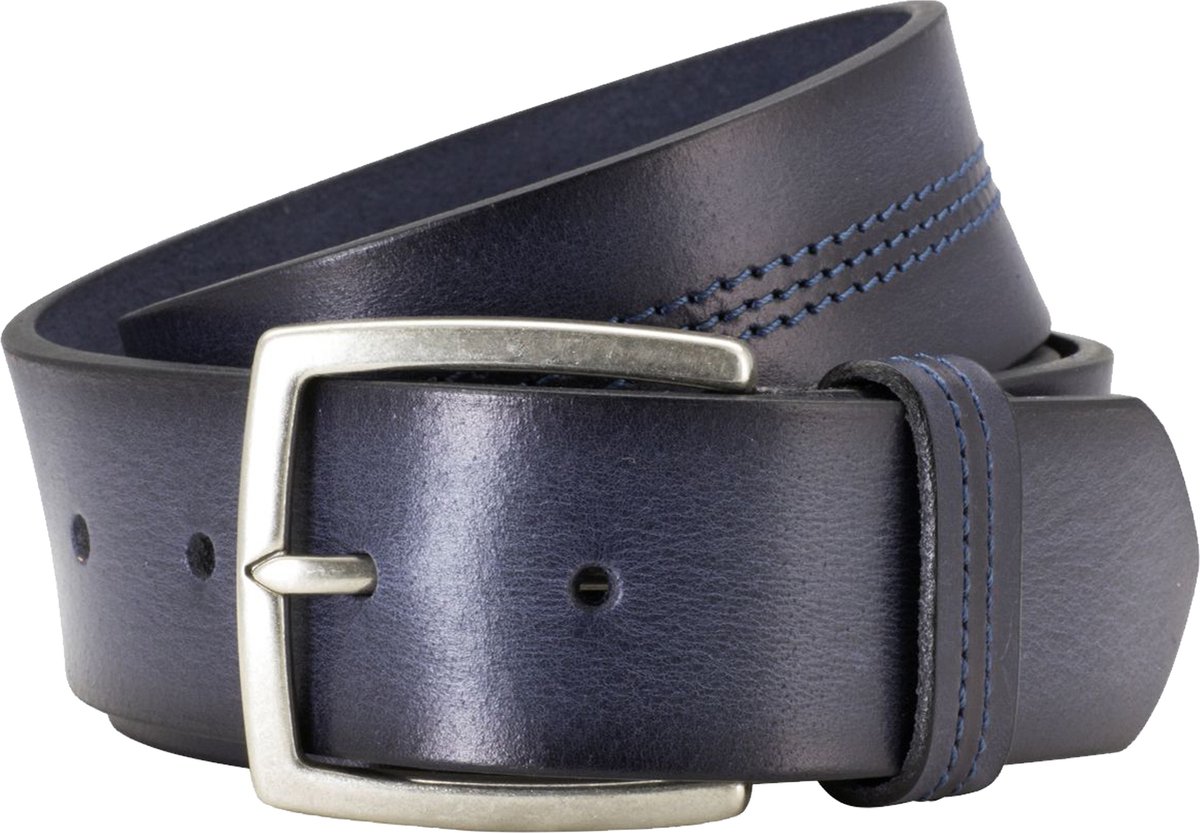 LINDENMANN leren heren riem - marineblauw