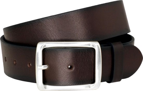 LINDENMANN leren heren riem - bruin - Maat: 90