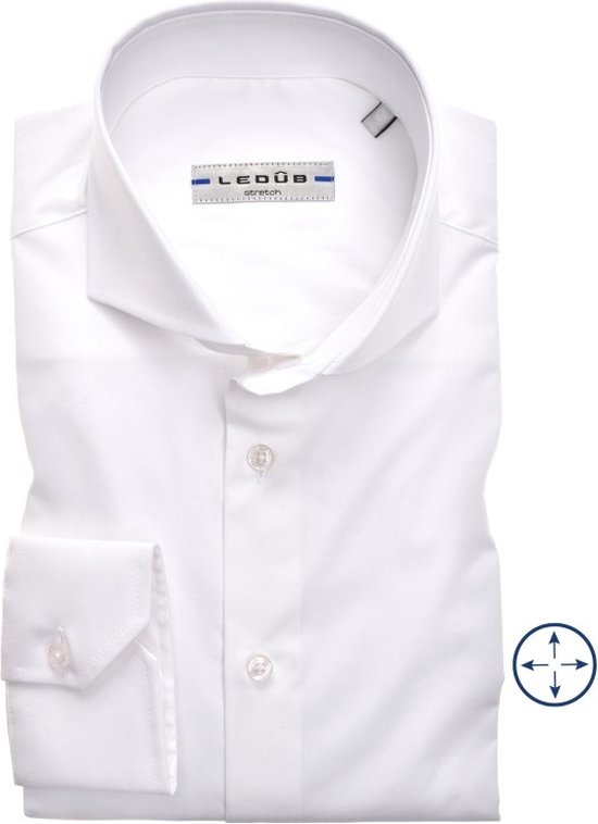 Ledub slim fit overhemd - wit - Strijkvriendelijk - Boordmaat: 40