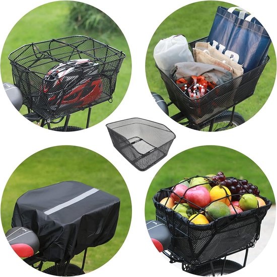 Grand Panier Arrière Vélo PIREKZUNT Métal Amovible Avec Housse étanche Et Filet