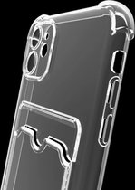 Optimity hoesje voor iPhone 12 Clear Case met Cardholder Transparant + Gehard Glas Schermbeschermer