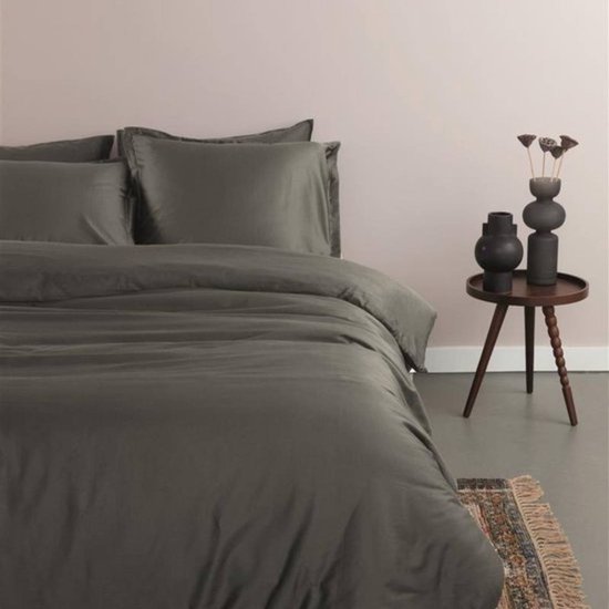 Ambiante Satin Uni dekbedovertrek - Tweepersoons - 200x200/220 cm - Donker Grijs van Ambiante — afbeelding 4