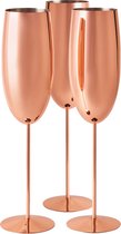 Luxe Champagne glazen set - Rose - Rosé - RVS - Set van 3 stuks - Flutes