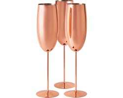 Luxe Champagne glazen set - Rose - Rosé - RVS - Set van 3 stuks - Flutes