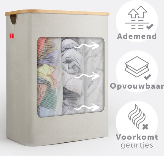 Blumtal Wasmand 150L - Wasmand met 3 uitneembare waszakkken - Wasmand Blumtal Wasmand 150L - Wasmand met 3 uitneembare waszakkken - Wasmand