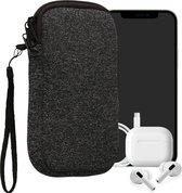 kwmobile sac de téléphone universel adapté aux smartphones M - 5,5" - 15,2 x 8,3 cm - Étui avec fermeture éclair et dragonne -En blanc / anthracite -