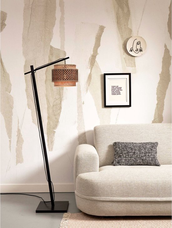 GOOD&MOJO Lampadaire Bhutan - Bamboe Zwart/ Naturel - 55x31x150cm - - Lampadaire Salon - Chambre