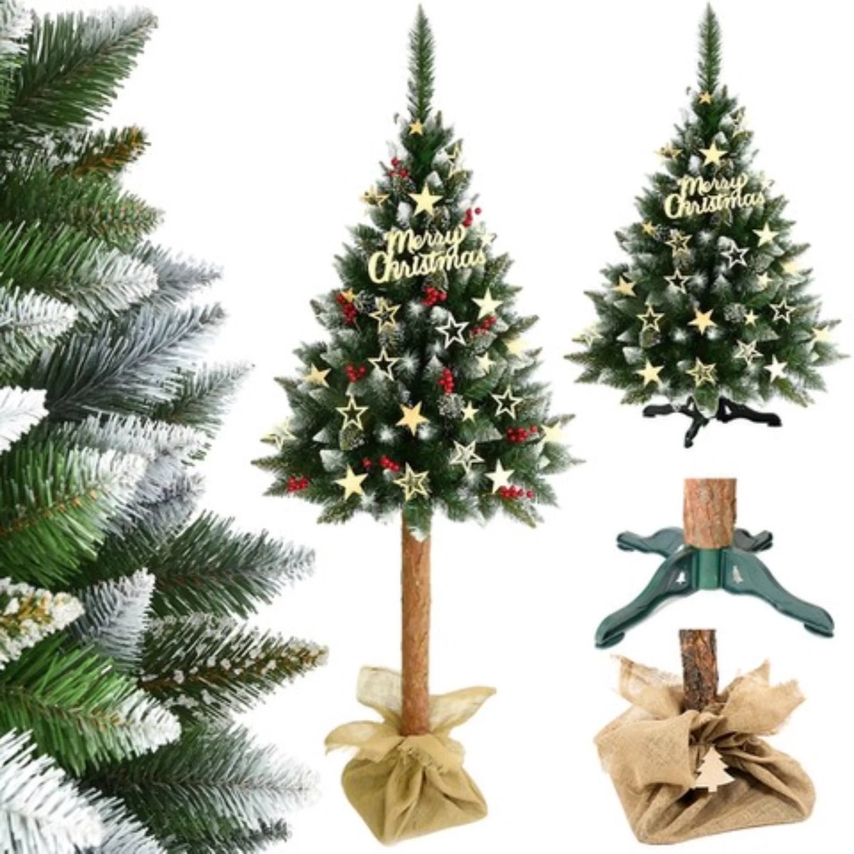 Kerstboom - Kunst kerstoom - 180cm - op natuurlijk stam - kunstkerstboom 180 cm – foto 7