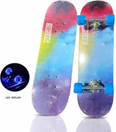 CNL Sight Skateboards-schokabsorptie-Met LED-Met dubbelzijdig patroon-Tot 150 kg-Vier Verbreed en vergroot wielen-voor volwassenen, jongeren, kinderen, beginners-7 lagen Canadese esdoorn, double kick board-concaaf (Gekleurd)