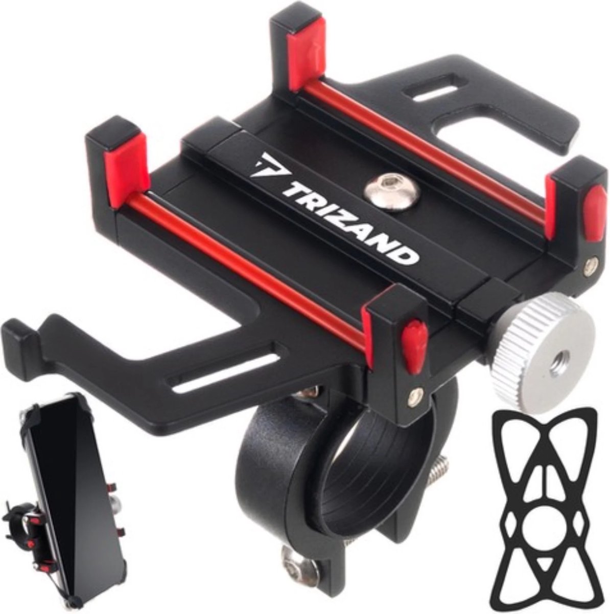 Trizand 2-in-1 Fiets Telefoonhouder - Veilig en Stabiel - Met Rubberen Band
