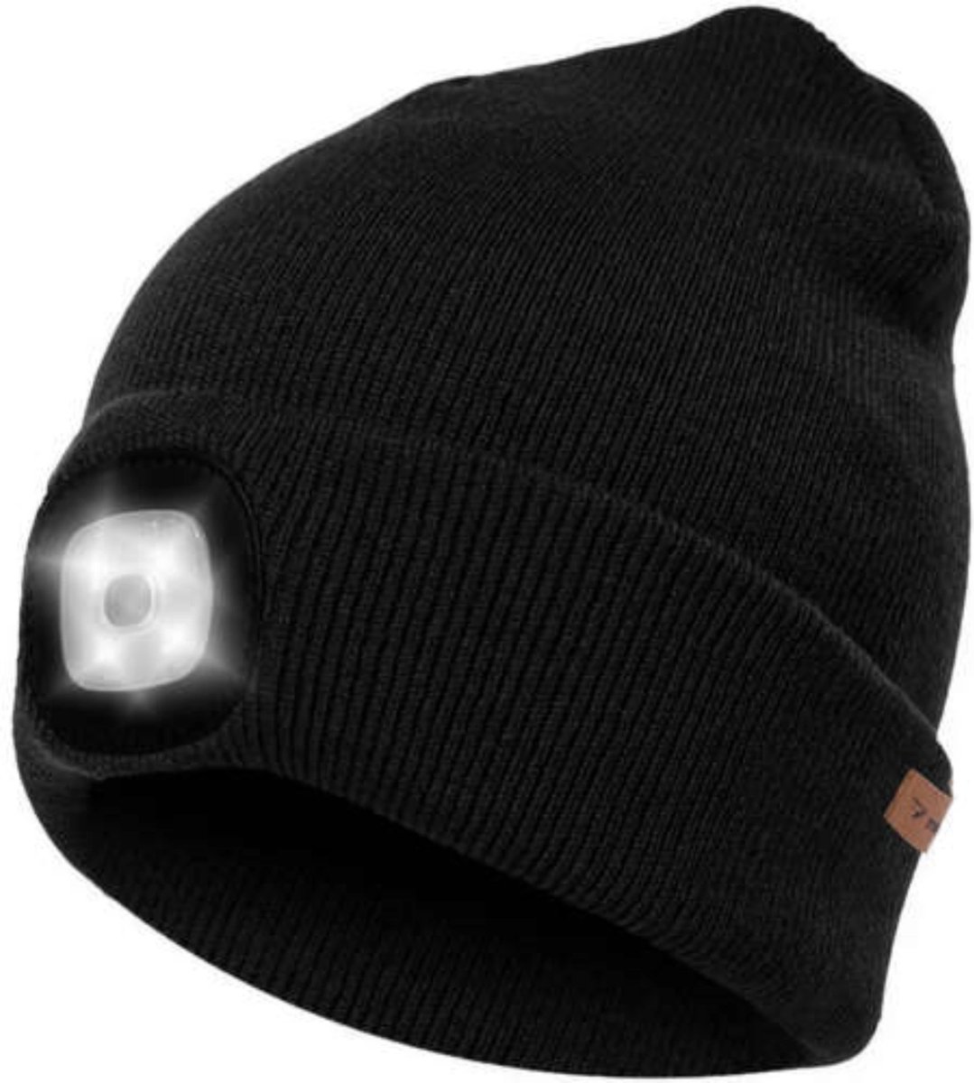 Trizand Wintermuts met USB Zaklamp Universeel Veilig en Warm Zwart