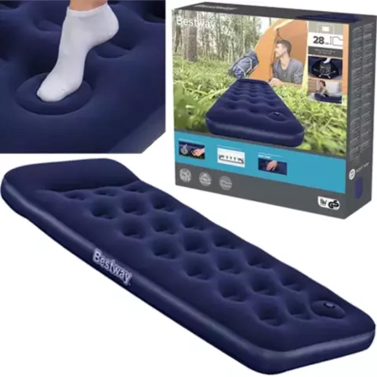 Bestway Camping Luchtbed Flocked Easy Inflate - Single