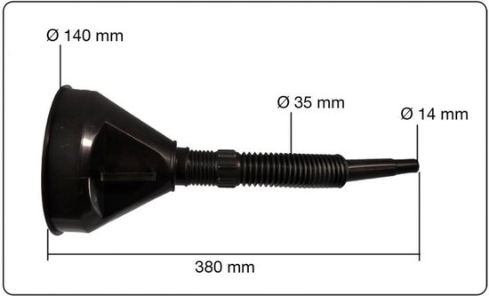 Benson Trechter met Flexibele Tuit en Filter - Ø 150 mm - Zwart - Benson