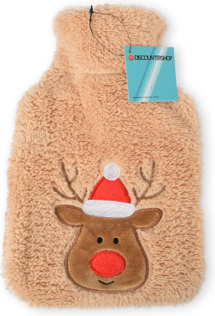Goedkoopste Kruik met Liefdevolle Pinguïn Knuffelhoes - Warmwaterkruik voor Baby's - Beige 850 ml