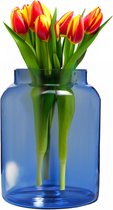 Hakbijl Glass Bloemenvaas Shape - transparant blauw - eco glas - D19 x H25 cm - Melkbus vaas