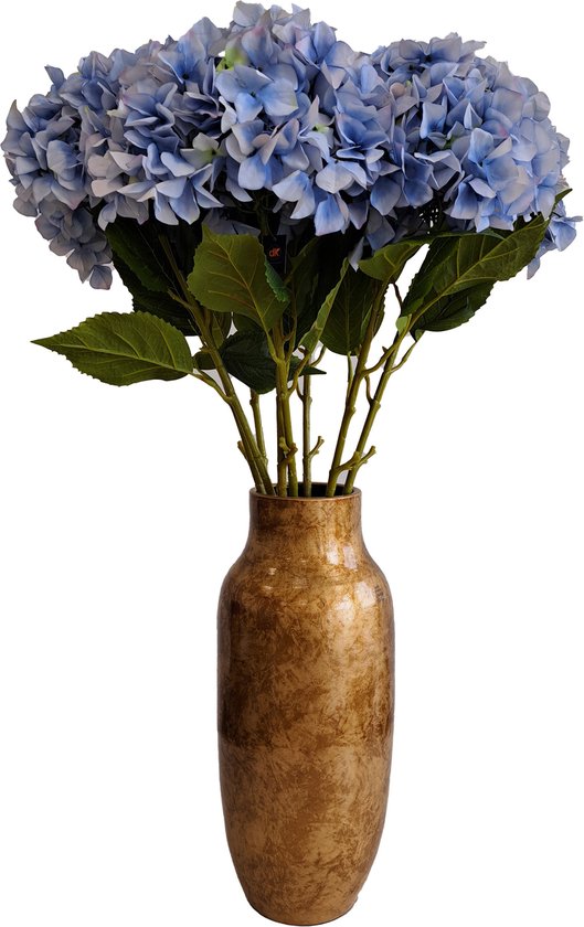 DK Design Kunstbloemen boeket Hortensias - 8 stelen - lichtblauw - 109 cm - Kunst zijdebloemen