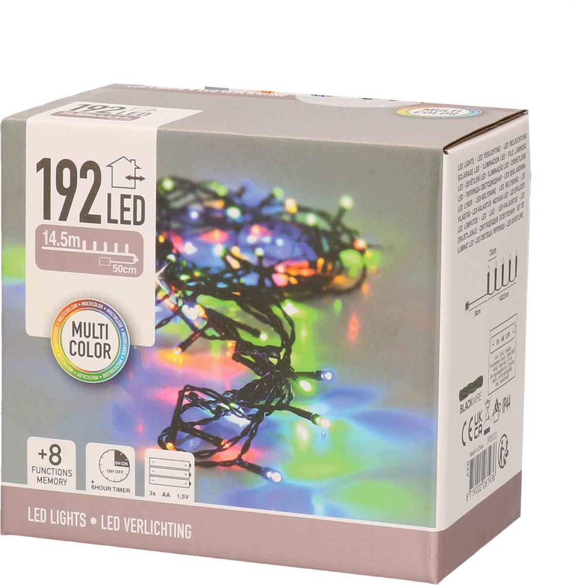 LED-verlichting 192 LED's - multicolor - op batterij - Merkloos