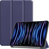 Case2go - Étui pour tablette adapté à Apple iPad Pro 11 (2024) - Étui à trois volets - Fonction Auto/Réveil - Blauw foncé