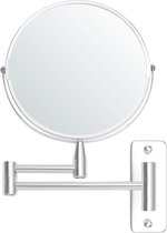 Belle Vous Chrome Muur Monteerbare Uitrekbare 360° Swivel Spiegel – 5x Versterking – 22 x 20,7 cm – Dubbelzijdig Roterend Roestvrij Stalen Badkamer Schoonheids Spiegel Voor Make-up & Scheren