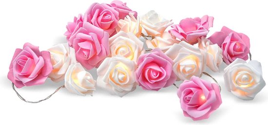 MikaMax Romantic Rose Lights - Realistische Schuimrozen - 20 LED-lampjes - Romantische Verlichting - Valentijnsdag - Romantische Versiering