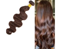 Braziliaanse Remy weave - 14 inch - chocolade bruin Kleur #2 golf haar extensions - 1bunde 100% human hair body wave extension