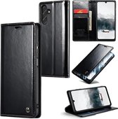 CaseMe - Telefoonhoesje geschikt voor Samsung Galaxy A35 5G - Flip Wallet Case - Magneetsluiting - Zwart