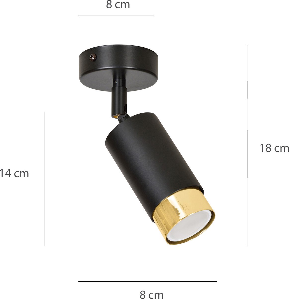 Emibig Boras zwart met goud afwerking plafondspot richtbaar GU10 - Perfecte verlichting voor elke ruimte