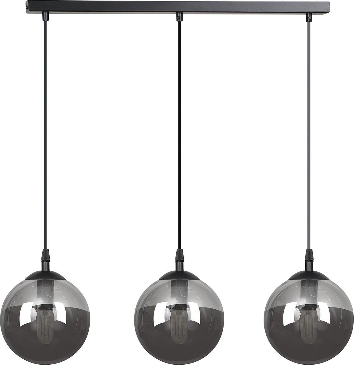 Emibig Billund triple zwarte bollen 14 cm hanglamp met gerookt glas 3x E14 - Perfecte verlichting voor elke ruimte