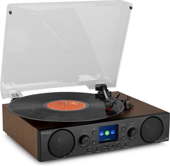 Platenspeler met DAB radio - Audizio Tulsa - Bluetooth 5.0 - DAB+ / FM