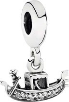 Reizen - Zilveren bedels - Bedel Gondel Venetië Italië | 925 Sterling Zilver - Geschikt voor alle merken - Met 925 Zilver Certificaat - In Leuke cadeauverpakking - Moederdag