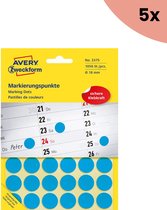 5x Avery etiket Zweckform 18mm rond blister 2022 vel a 48 etiketjes blauw