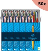 50x Balpen Schneider Office assorti kleuren - blauw schrijvend