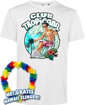 T-shirt Temps de Surf | Les meilleurs en concert 2024 | Club Tropicana | Chemise hawaïenne | Vêtements Ibiza | Blanc | taille L.