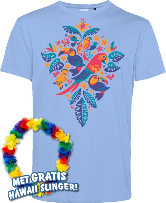 T-shirt Tropicana Birds | Toppers in Concert 2024 | Club Tropicana | Hawaii Shirt | Ibiza Kleding | Lichtblauw | maat XXXL