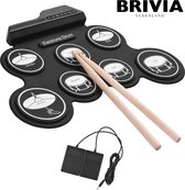 Brivia Kit de batterie électrique - Batterie - Kit de batterie numérique - Pad de batterie - Kit de batterie avec Baguettes et pédales - Kit de batterie universel pour Adultes et Enfants