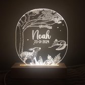 Woodland nachtlampje met naam - Babykamer - Kinderkamer - Nachtlampje