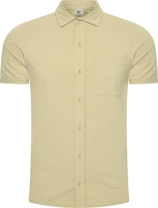 Mario Russo Korte Mouwen Overhemd - Overhemd heren - Polo Shirt Heren - t shirt heren - XXL - Licht olijfgroen
