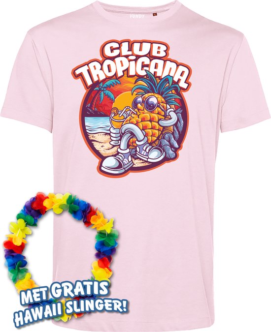 T-shirt vacances Tropical | Toppers in concert 2024 | Club Tropicana | Chemise hawaïenne | Vêtements Ibiza | Rose clair | taille XL
