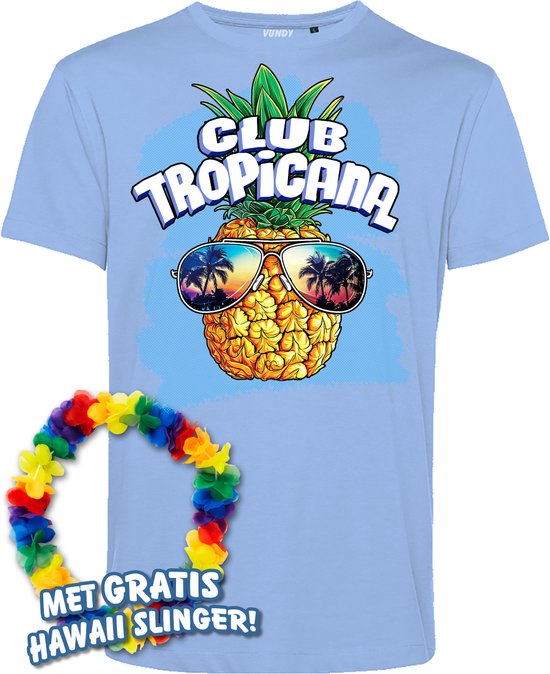 T-shirt Head d'ananas | Les meilleurs en concert 2024 | Club Tropicana | Chemise hawaïenne | Vêtements Ibiza | Bleu clair | taille L.