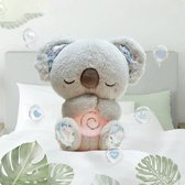 Slapende koala met ademhaling en muziek - licht - ademhalingsknuffel - baby's en kleine kinderen - rustgevend geluid van muziek & ademhaling - kraamcadeau - cadeau - 30 cm - incl. batterijen